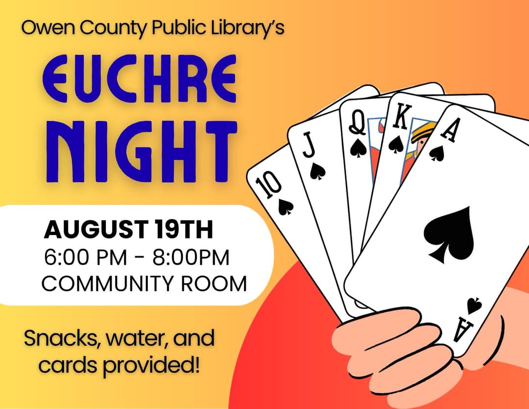 a flyer for euchre night with playing cards
