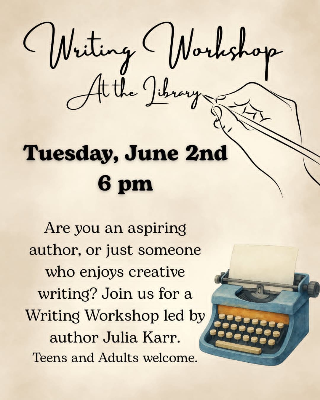 flyer to advertise the upcoming writing workshop. 