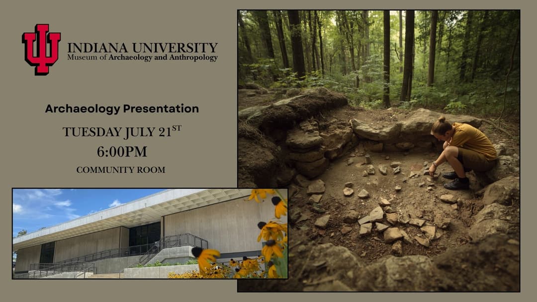 A flyer with an archaeology dig and a photo of the museum. 