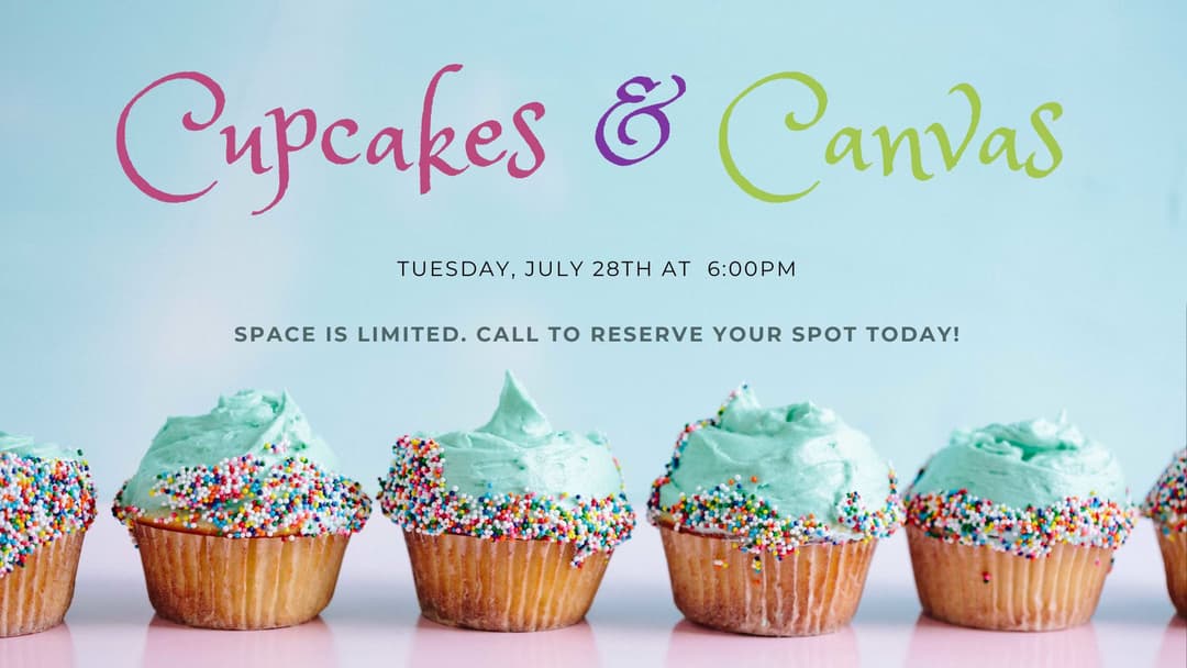 flyer with a row of special decorated cupcakes