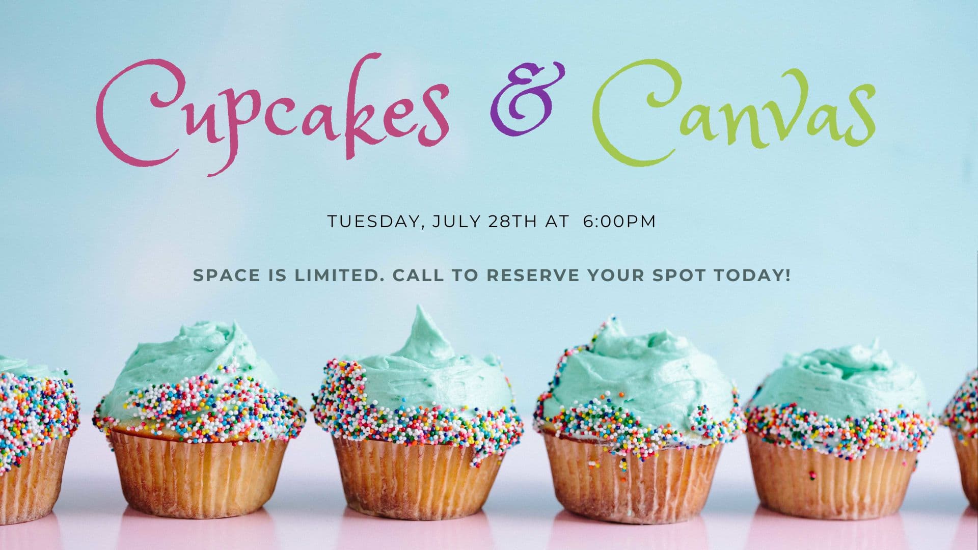 flyer with a row of special decorated cupcakes